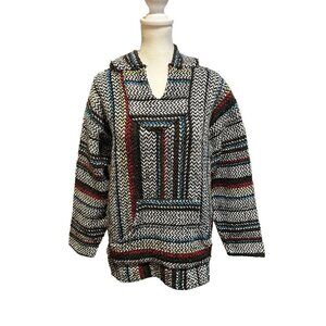 Baja Joe Women's Size Large Mexican Blanket Hoodie Multicolor Pullover